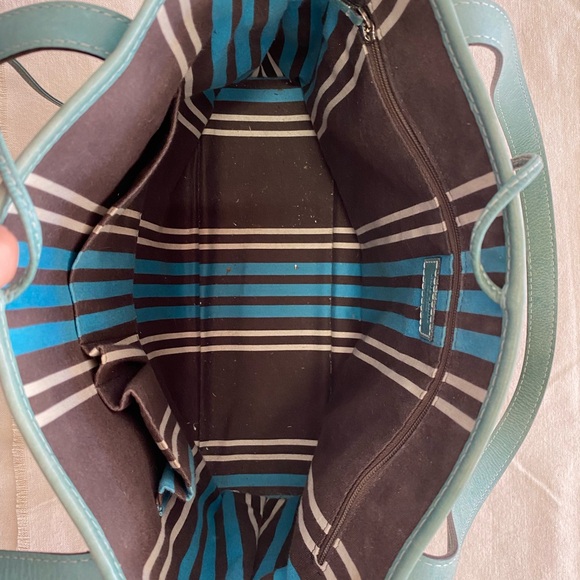 Kate Spade New York Brown Canvas Aqua Leather Casual Mini Tote Bag - Picture 7 of 15